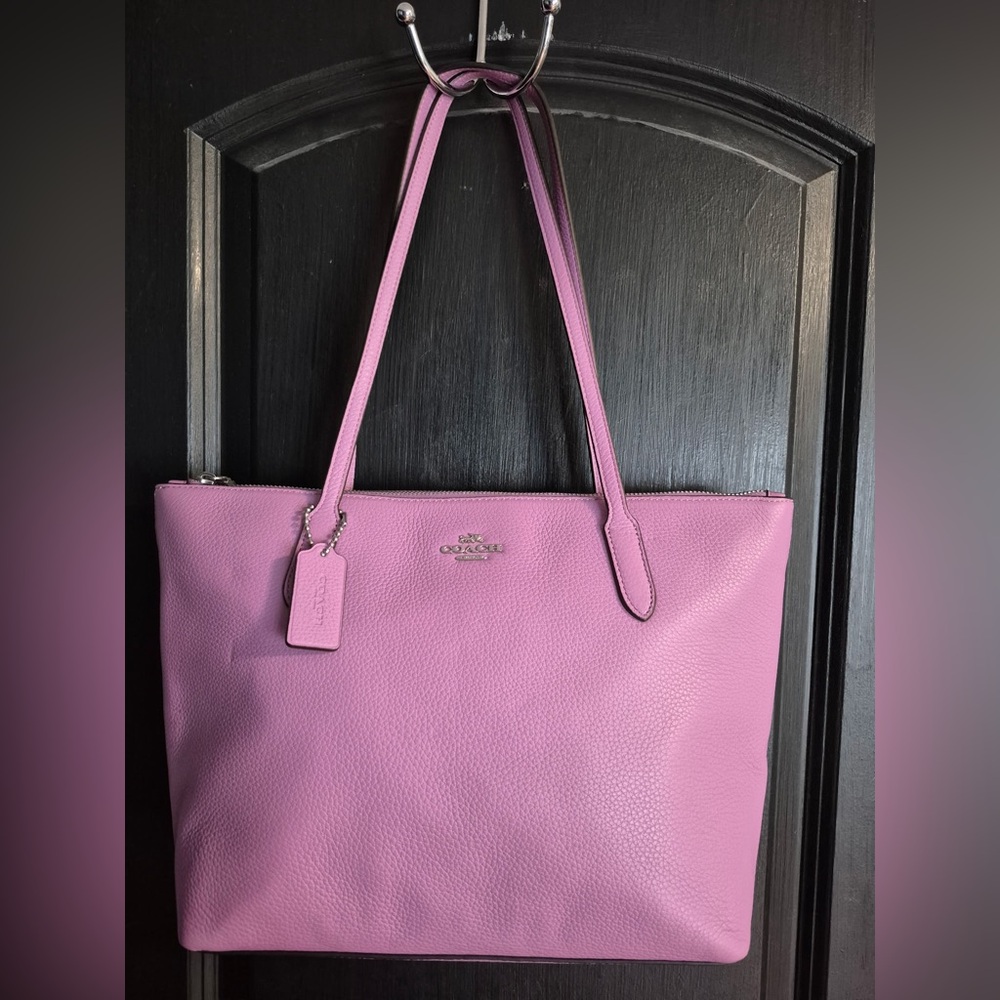 COACH NWT Pebbled Leather Zip Tote - Violet Orchid - Picture 8 of 9